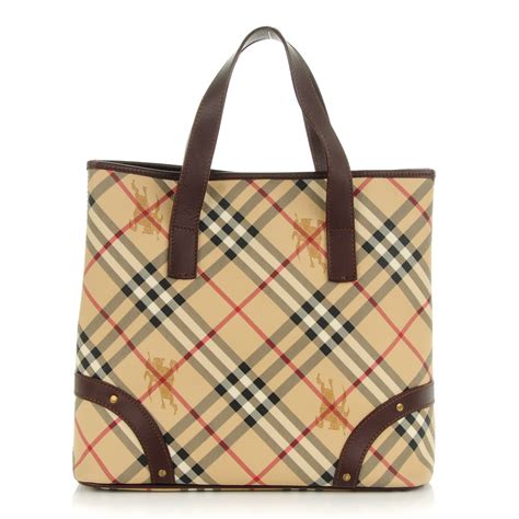 burberry haymarket check studded tote chocolate|burberry haymarket tote medium.